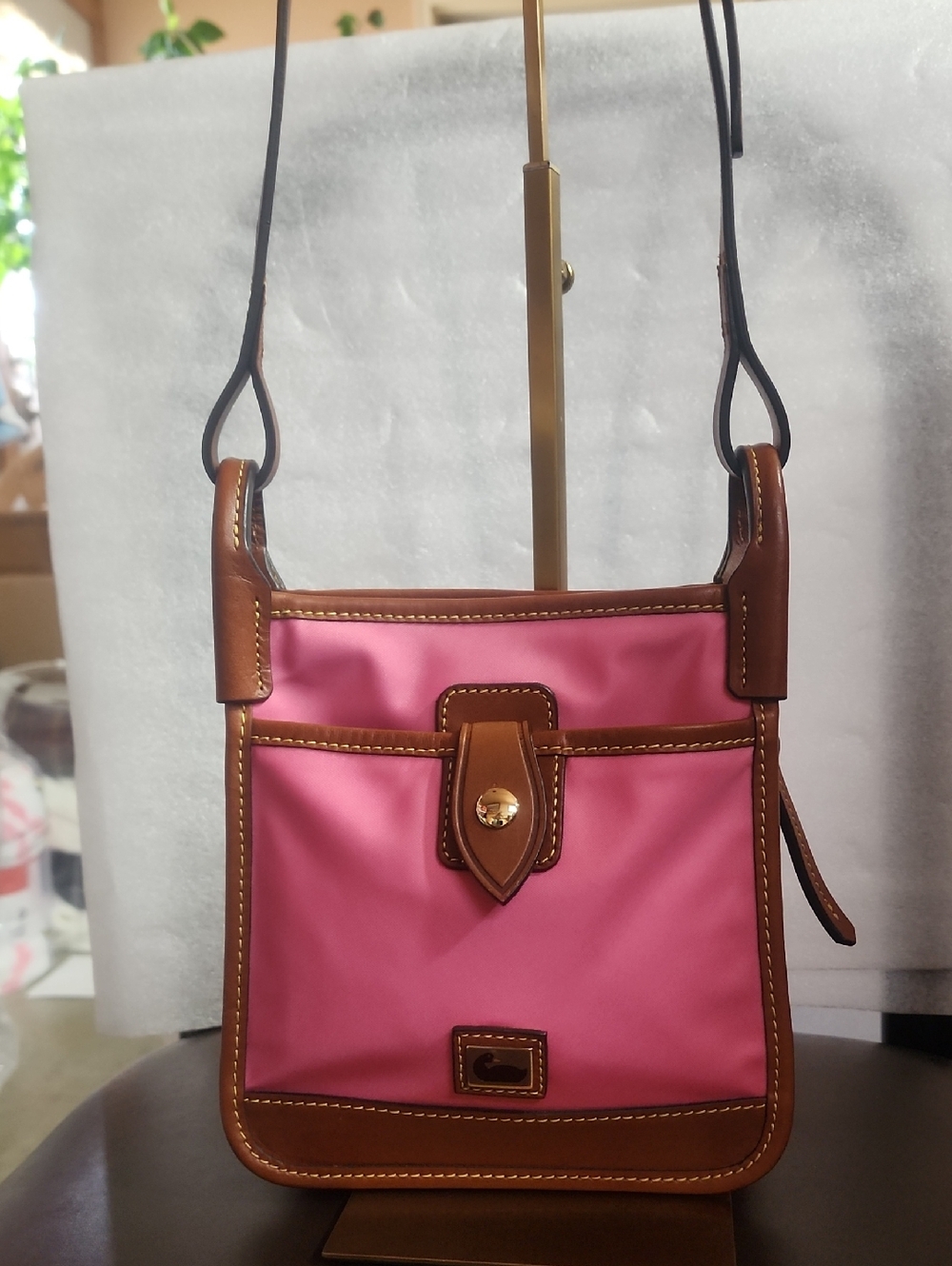 Dooney& Burke Shoulder Bag with Brown Leather Trim Euc